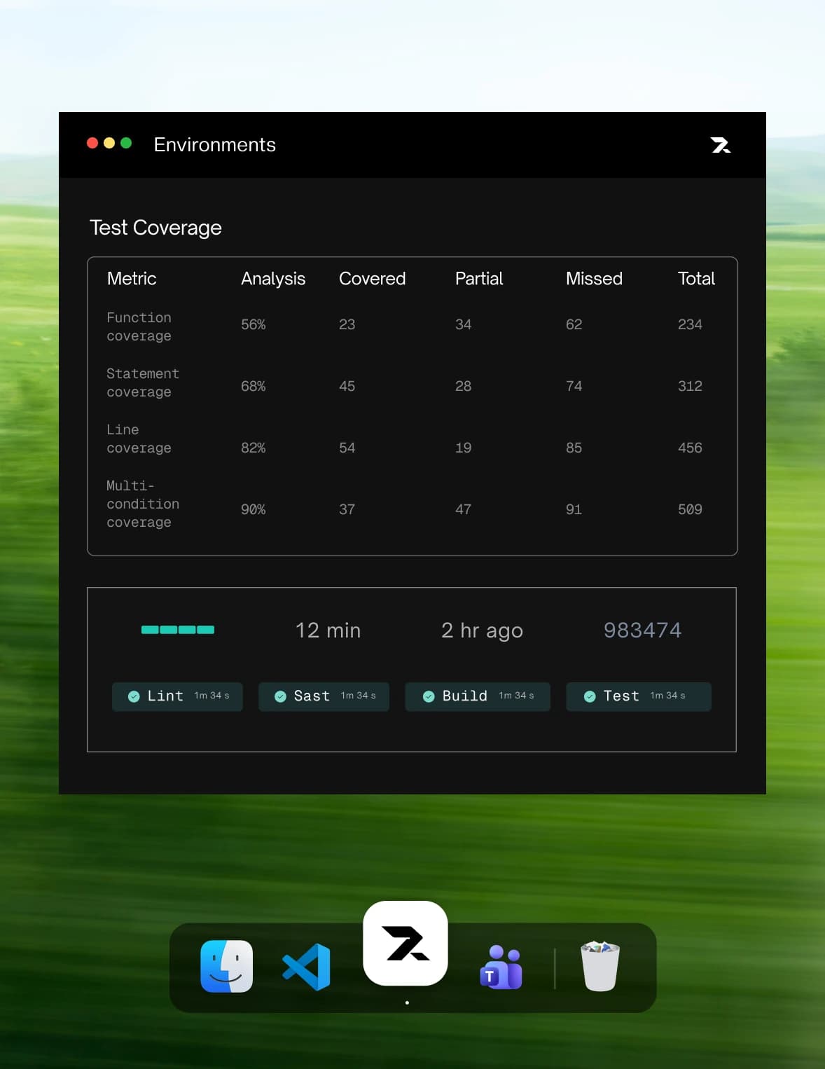Built-in assurance preview showing automated test generation